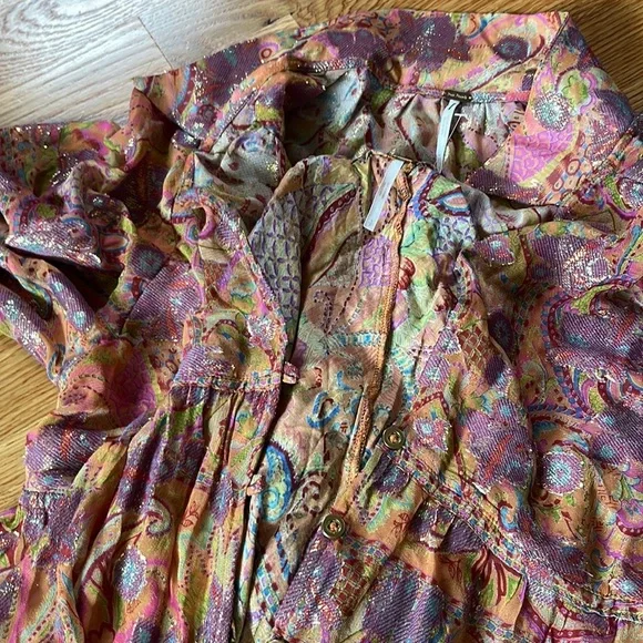 NWT Free People Paisley Chiffon Maxi Dress Silk Blend Small - Picture 8 of 15